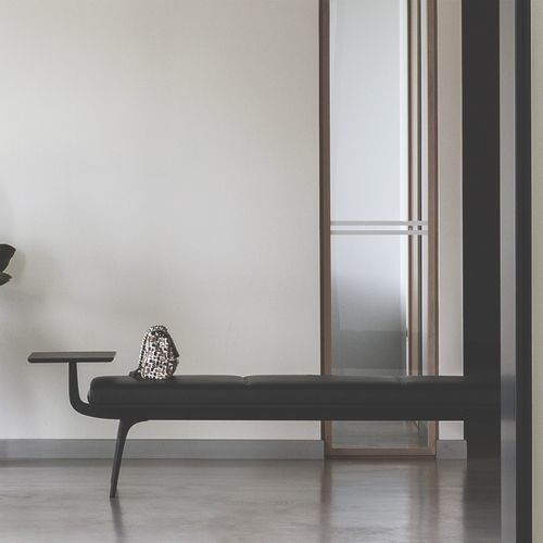 Современная банкетка - MILLEPIEDI - True Design srl - из кожи / из губки / с основанием из стали