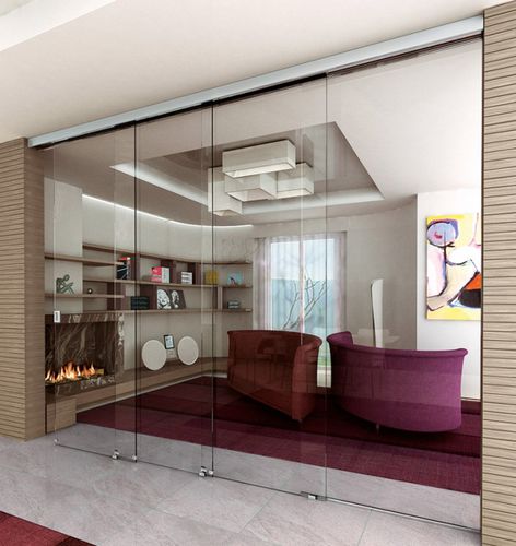 Дверная система скольжения - SEEGLASS LUX - C3 Systems SL - для стеклянной двери