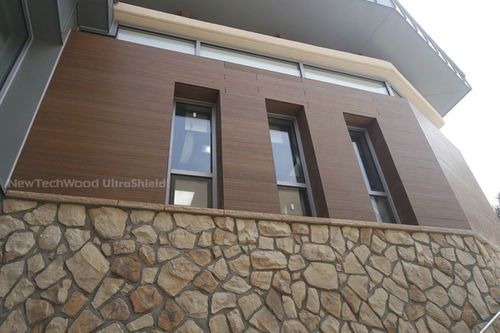 Панельная облицовка фасада - US09 - newtechwood - из композита / пазованная / имитация дерева