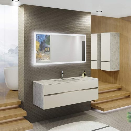 Двойная тумба под умывальник - KARMA - DECOTEC - подвесная / из мрамора / из Solid Surface