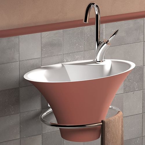 Подвесной умывальник для рук - IRIS - DECOTEC - конический / из Solid Surface / со встроенными полотенцесушителями