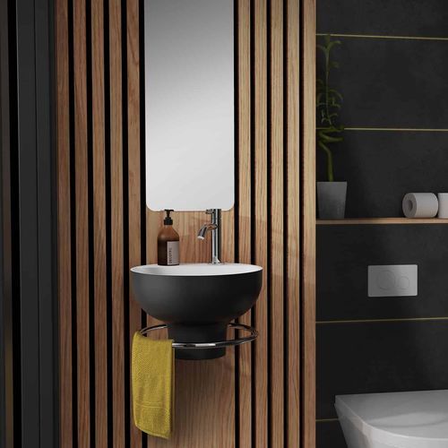 Подвесной умывальник для рук - OSAKA - DECOTEC - круглый / из Solid Surface / со встроенными полотенцесушителями