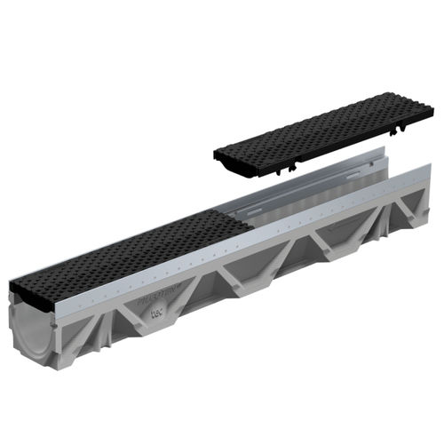 Лоток канализации с решеткой - FILCOTEN® Tec 100 - NDS - с наклоном / из бетона, армированного волокнами / с металлической решеткой