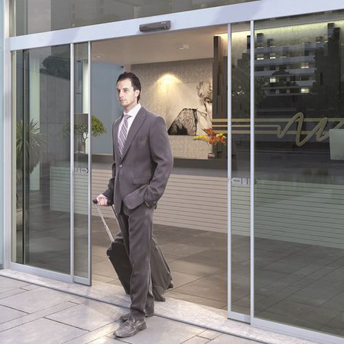 Входная дверь - SL500 SLIM - ASSA ABLOY - из алюминия / раздвижная / застекленная