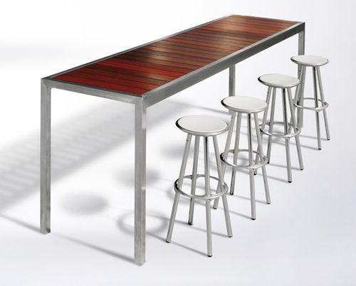 Современный высокий стол для еды стоя - ALFRESCO - botton & gardiner urban furniture - из дерева / из нержавеющей стали / прямоугольный