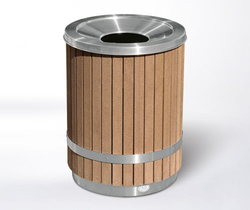 Общественный мусорный контейнер - UB2.DS - botton & gardiner urban furniture - из нержавеющей стали / из дерева / со встроенной пепельницей