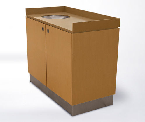 Общественный мусорный контейнер - BTRC.1.LM.LM.SO - botton & gardiner urban furniture - из нержавеющей стали / из дерева / с колесами