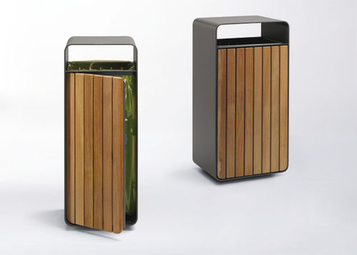 Общественный мусорный контейнер - BOX - botton & gardiner urban furniture - из стального листа / из дерева / с крышкой