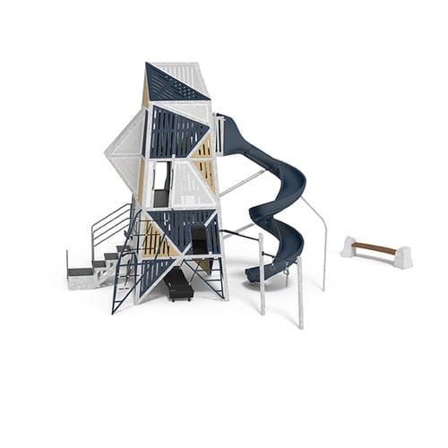 Игровая конструкция для игровой площадки - ALPHA® TOWER & FACET™ STEPPERS & FACET™ BENCH - Design 6906 - LANDSCAPE STRUCTURES - из пластика / из стали / модульная