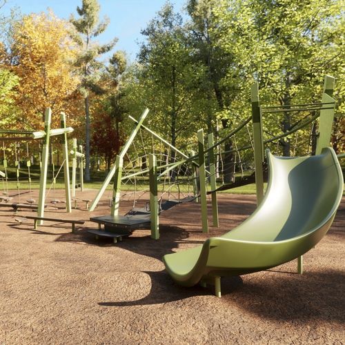 Игровая конструкция для игровой площадки - Wooded Park Design 8100 - LANDSCAPE STRUCTURES - из стали, покрытой порошком / из гальванизированной стали / из полиэтилена