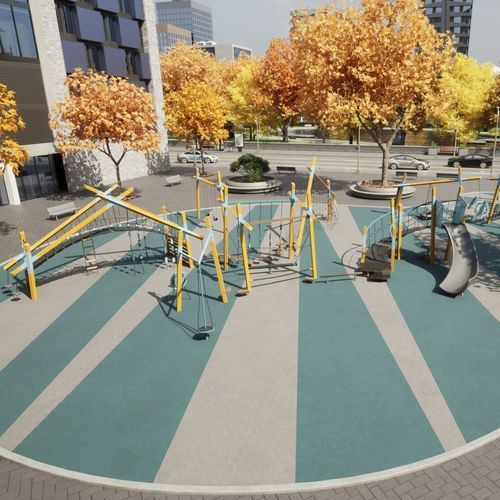 Игровая конструкция для игровой площадки - City Center Park Design 8103 - LANDSCAPE STRUCTURES - из нержавеющей стали / из стали, покрытой порошком / из полиэтилена