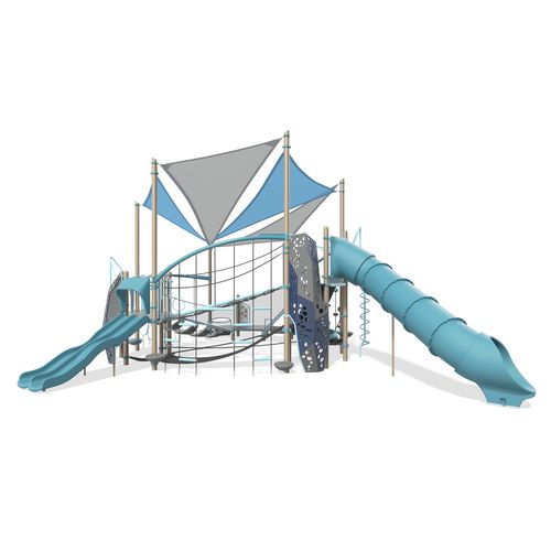 Игровая конструкция для игровой площадки - Volo™ w/Shade EN Design 8341  - LANDSCAPE STRUCTURES - из стали, покрытой порошком / из полиэтилена / модульная
