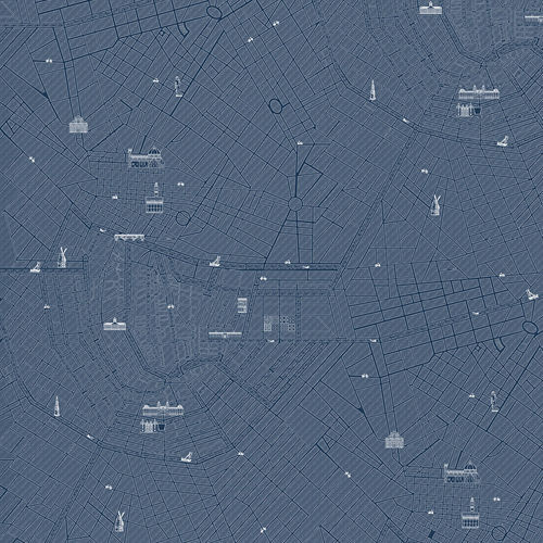 Современный обои - URBAN  - Devon&Devon - с рисунком / имитация ткани / синий