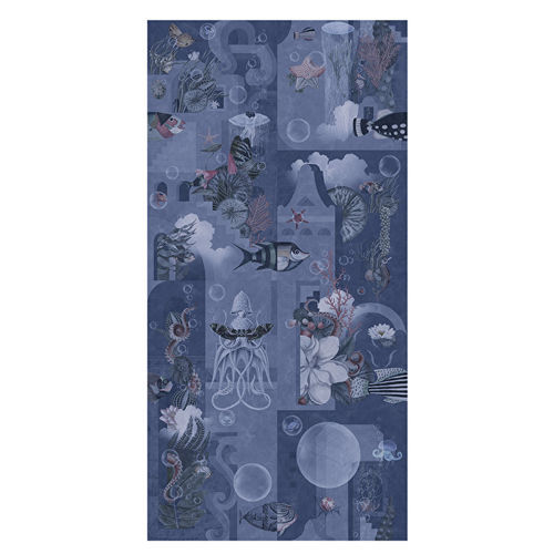 Декоративная панель из керамики - GARDEN OF DREAMS NAVY B - Devon&Devon - для внутренней компоновки / гладкий / синий