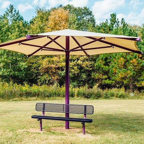 Шестиугольный зонт от солнца - UMBRELLA - progressive design playgrounds - с центральной опорой / из ткани / для профессионального использования