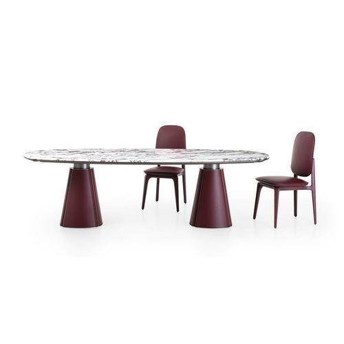 Современный обеденный стол - FLORIA - GIORGETTI - из мрамора / с основанием из кожи / прямоугольный