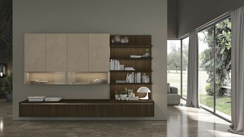 Современный настенный комплект для ТВ - CLOVER - CUCINE LUBE - из дерева