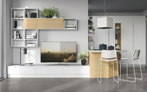 Современный настенный комплект для ТВ - LUNA - CUCINE LUBE - из дерева