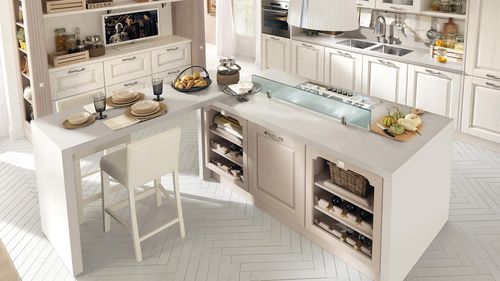 Классическая кухня - LAURA - CUCINE LUBE - из дерева / островного типа / с ручками