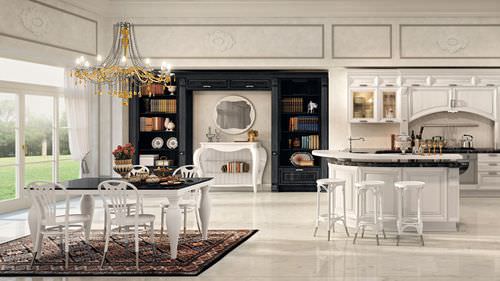 Классическая кухня - PANTHEON - CUCINE LUBE - из фанерованной древесины / с ручками