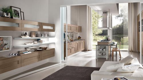 Современная стенка для гостиной - GALLERY - CUCINE LUBE - из лакированной древесины