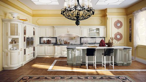 Классическая кухня - PANTHEON - CUCINE LUBE - из дерева / островного типа / с ручками