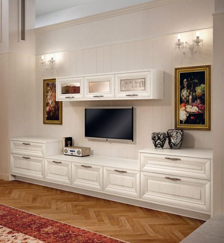 Классический настенный комплект для ТВ - PANTHEON - CUCINE LUBE - из дерева