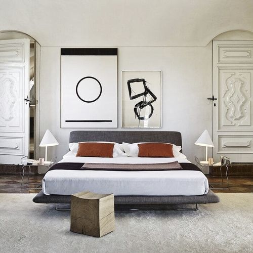 Двуспальная кровать - Siena - B&B Italia - современная / обитая / с изголовьем