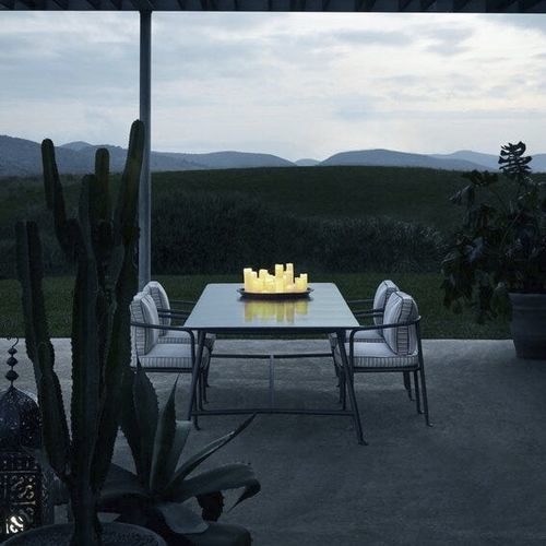 Современный стол - Borea - B&B Italia - из плиточного камня, покрытого эмалью / с основанием из нержавеющей стали / прямоугольный