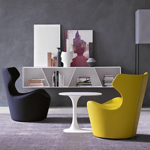 Современное низкое кресло - Piccola Papilio - B&B Italia - из ткани / из кожи / из стали