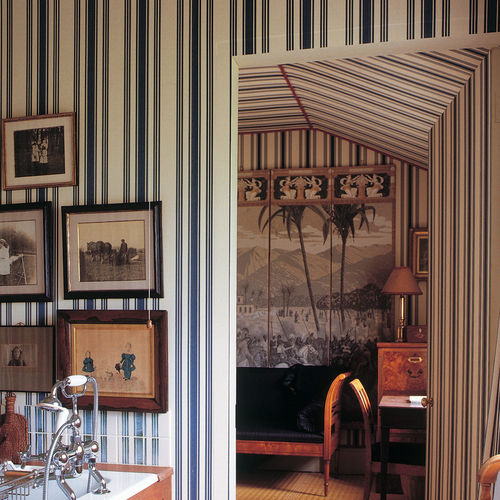Классический обои - TENTED STRIPE - Farrow & Ball - в полоску / имитация ткани / серый