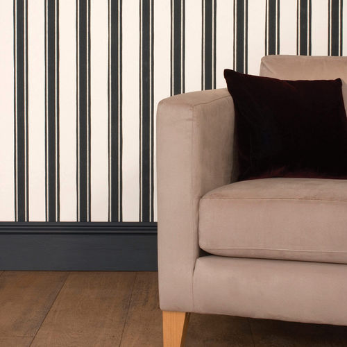 Классический обои - BLOCK PRINT STRIPE - Farrow & Ball - в полоску / имитация ткани / белый