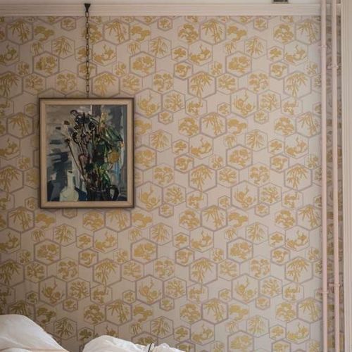 Современный обои - SHOUCHIKUBAI series - Farrow & Ball - c геометрическим рисунком / желтый / коричневый