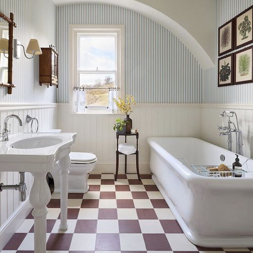 Классический обои - CLOSET STRIPE - Farrow & Ball - в полоску / имитация ткани / белый