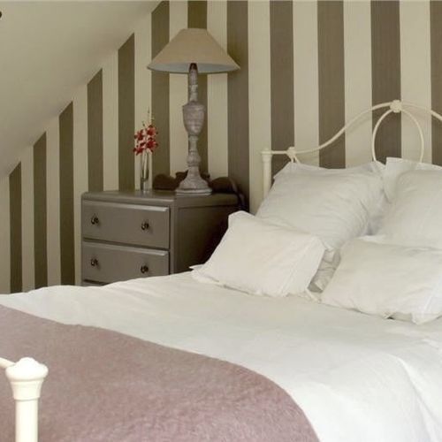 Классический обои - BROAD STRIPE - Farrow & Ball - в полоску / имитация ткани / желтый