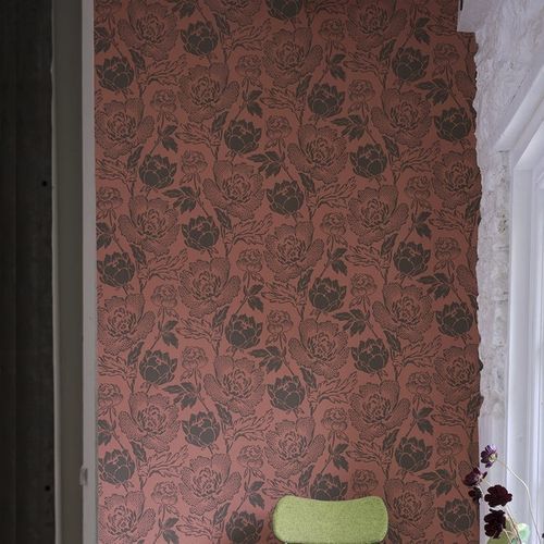Современный обои - Peony series - Farrow & Ball - в цветочек / красный / серый