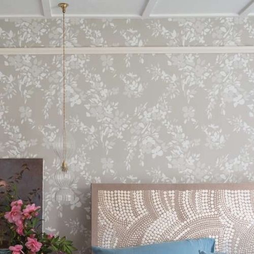 Современный обои - HEGEMONE series - Farrow & Ball - в цветочек / розовый / синий