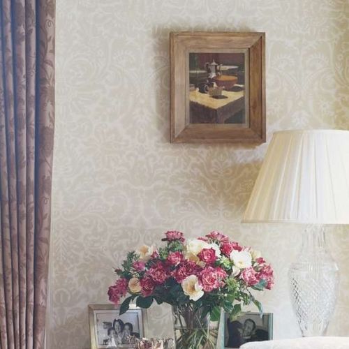 Современный обои - SILVERGATE - Farrow & Ball - дамасский рисунок / желтый / синий