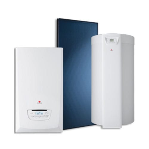 Газовый паровой котел - THEMAPLUS CONDENS + HELIOSET - Saunier Duval - на солнечной батарее / с солнечным водонагревателем / настенный