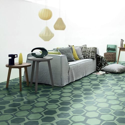 Жесткая плита из цемента - ON/OFF TEAL - BISAZZA - матовая / для интерьера / для гостиной