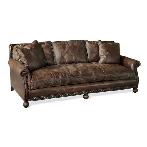 Классический диван - ARAN ISLES  - Ralph Lauren Home - из кожи / с подушками / коричневый