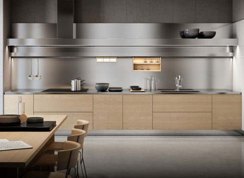 Кухня из нержавеющей стали - GAMMA LINEAR LAYOUT - Arclinea - современная / из натурального дуба / из керамики