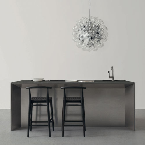 Современная кухня островного типа из камня - CANTO - Arclinea - из нержавеющей стали / с варочной панелью / черная