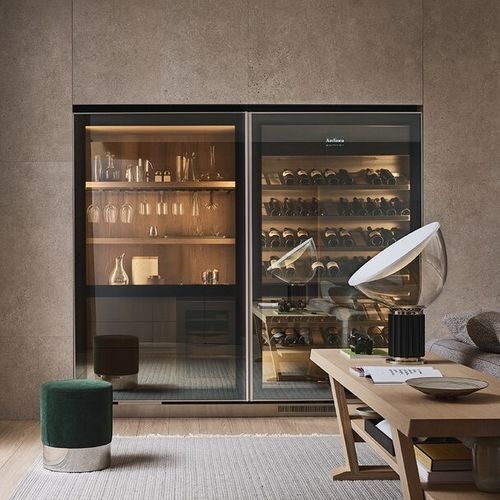 Мультитемпературный винный шкаф - VINA EPICURE - Arclinea - встраиваемый / из дерева / стеклянный