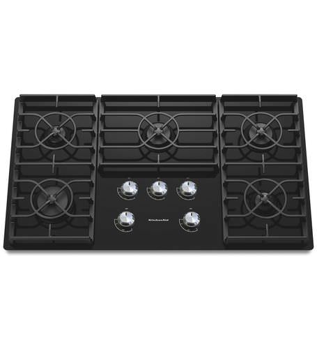 Газовая варочная панель - KGCC566RBL - KitchenAid - 5 конфорок / встраиваемая / с поворотными регуляторами