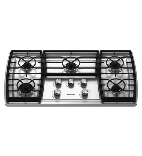 Газовая варочная панель - KGCK366VSS - KitchenAid - 5 конфорок / встраиваемая / с поворотными регуляторами