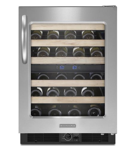 Встраиваемый винный шкаф - KUWS24RSSS.............  - KitchenAid - под столешницу / из металла / электрический