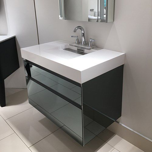 Подвесная раковина - 4-INCH SLAB : 9119 - Neo-Metro - из Solid Surface / прямоугольная / современная