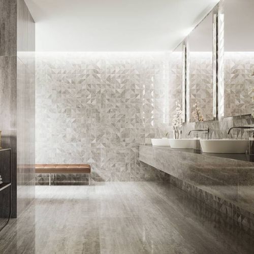 Плитка из керамогранита - PRESTIGIO TRAVERTINO GRIGIO   - CERAMICHE REFIN - глянцевая / структурная / для интерьера