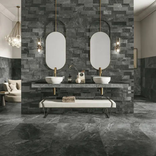Плитка из керамогранита - RIVER GRAPHITE - CERAMICHE REFIN - глянцевая / текстурированная / структурная